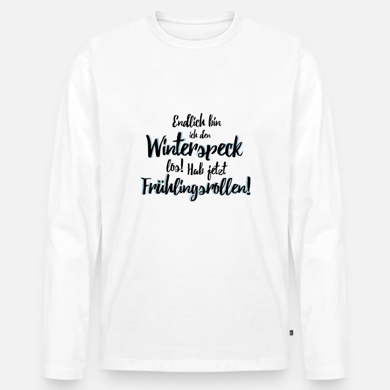 Frühlingsrolle statt Winterspeck - Männer Premium Bio Langarmshirt - Weiß