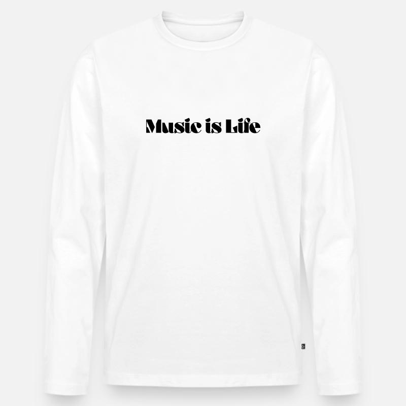 Music is Life - Männer Premium Bio Langarmshirt - Weiß