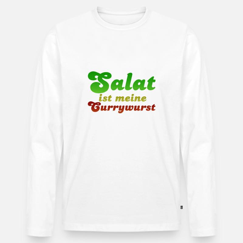 Salat ist meine Currywurst - Männer Premium Bio Langarmshirt - Weiß
