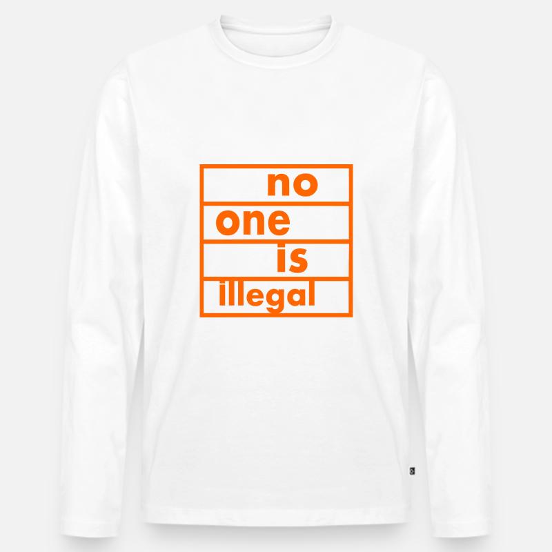 No one is illegal - Männer Premium Bio Langarmshirt - Weiß
