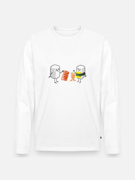 Sushi Shopping - Männer Premium Bio Langarmshirt - Weiß
