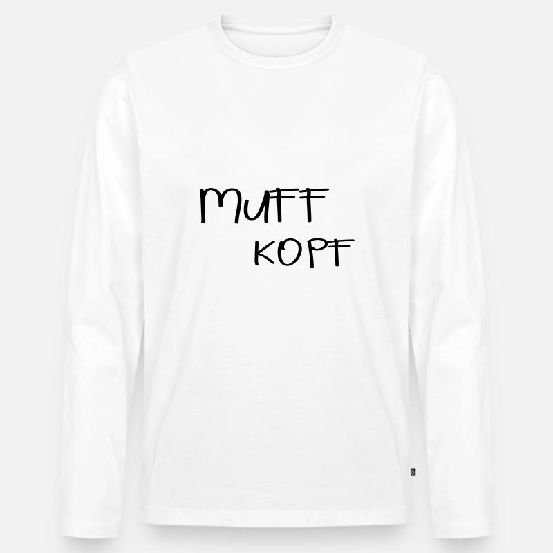 Muff Kopf - Männer Premium Bio Langarmshirt - Weiß