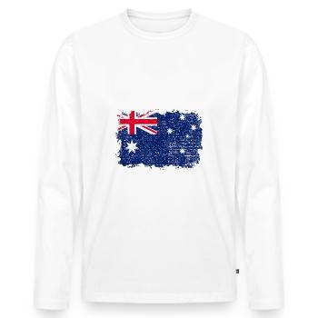 Drapeau australien - T-shirt manches longues Premium bio Homme - blanc - Devant - Nico (187cm)