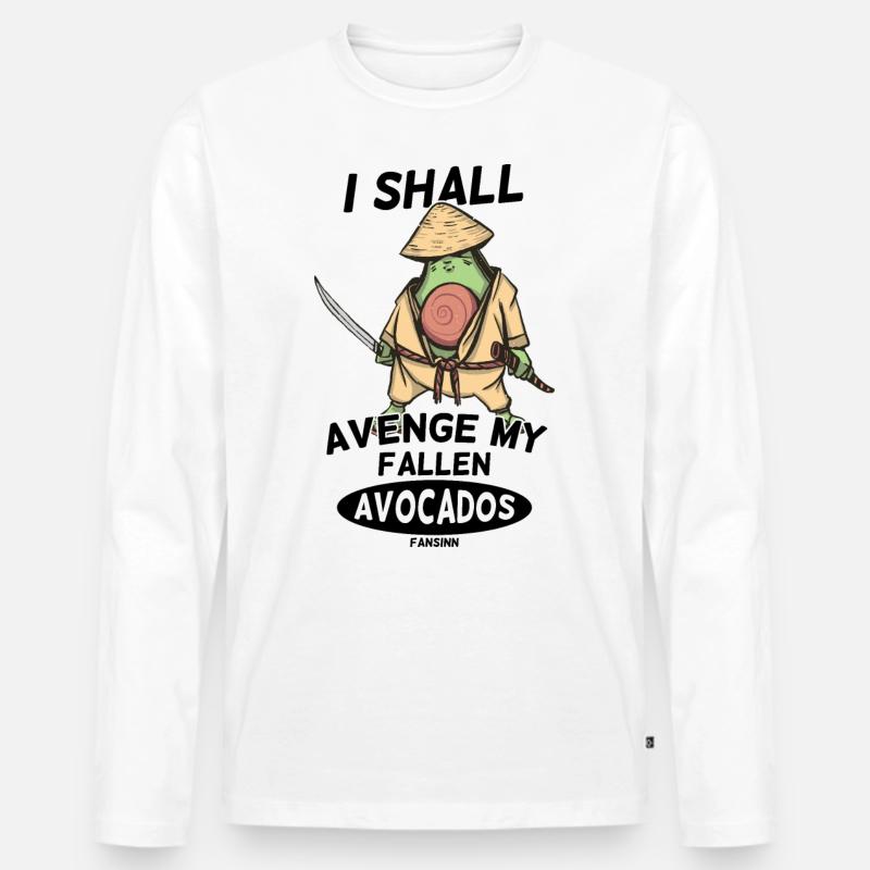 Avocado Krieger - Männer Premium Bio Langarmshirt - Weiß