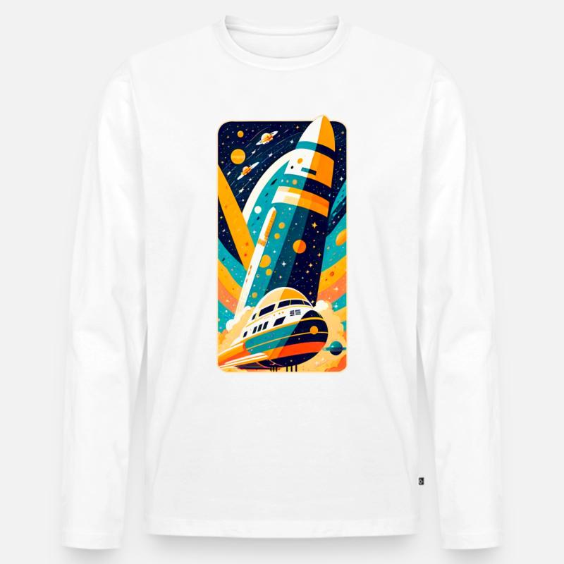 Space Shuttle - Männer Premium Bio Langarmshirt - Weiß