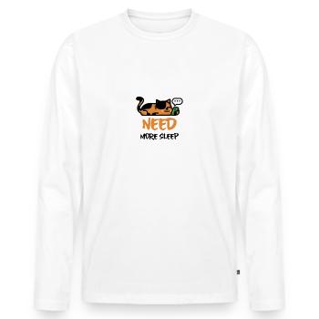 Sleepy texting cat needs more sleep - Men's Premium Organic Long Sleeve Shirt - white - Front - Nico (187cm)