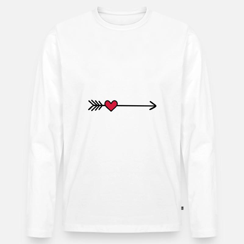 Herz - Männer Premium Bio Langarmshirt - Weiß