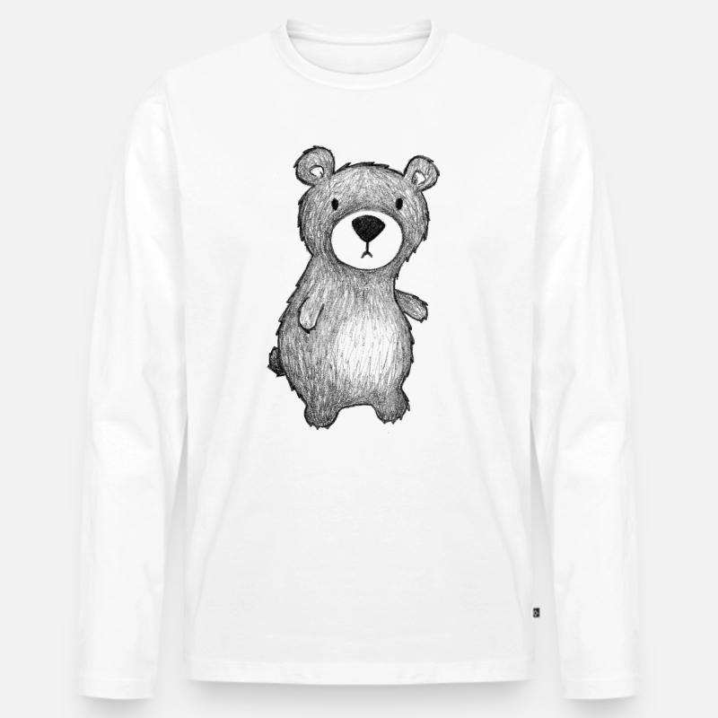 Teddy Bär - Männer Premium Bio Langarmshirt - Weiß