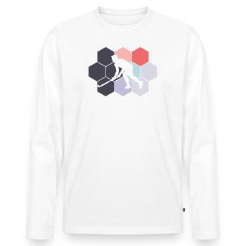 Hockey sur gazon Abstrait Joueur de hockey sur gazon Hockey - T-shirt manches longues Premium bio Homme - blanc - Devant - Nico (187cm)
