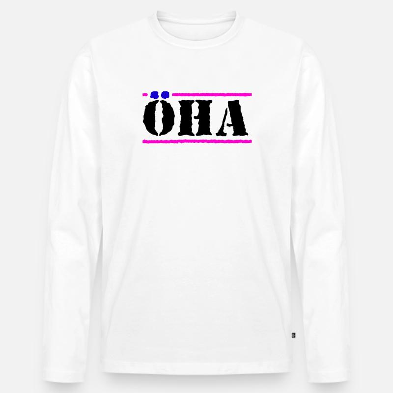 öha schwarz - Männer Premium Bio Langarmshirt - Weiß