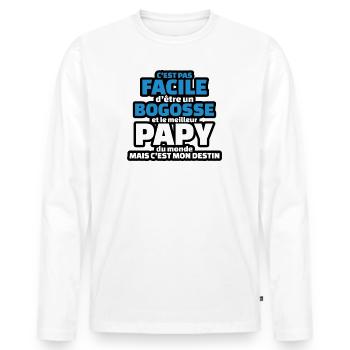 pas facile etre bogosse et meilleur papy du monde - T-shirt manches longues Premium bio Homme - blanc - Devant - Nico (187cm)