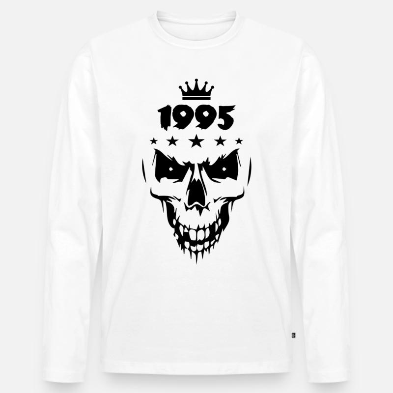 1995 Totenkopf - Männer Premium Bio Langarmshirt - Weiß