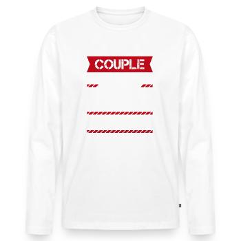 cadeau marrant pour couple 20 ans | phrase drôle - T-shirt manches longues Premium bio Homme - blanc - Devant - Nico (187cm)