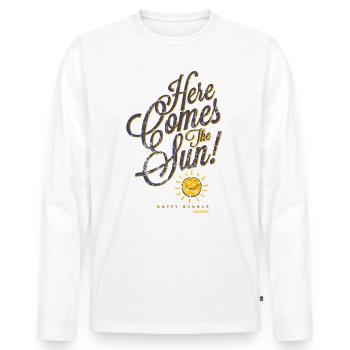 SmileyWorld Here Comes The Smiling Sun! - Men's Premium Organic Long Sleeve Shirt - white - Front - Nico (187cm)