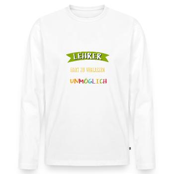 Grossartiger Lehrer - Geschenk Grundschule Klasse - Männer Premium Bio Langarmshirt - Weiß - Vorne - Nico (187cm)