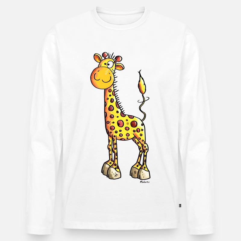 Süße Giraffe - Giraffen - Männer Premium Bio Langarmshirt - Weiß