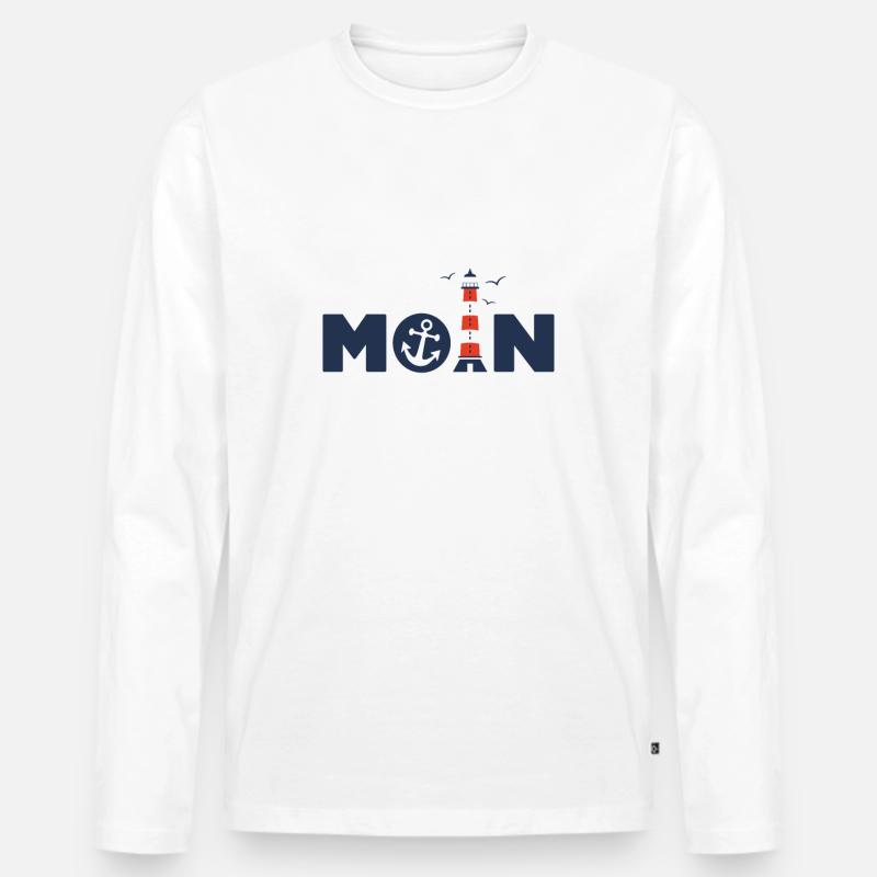 Moin - Männer Premium Bio Langarmshirt - Weiß