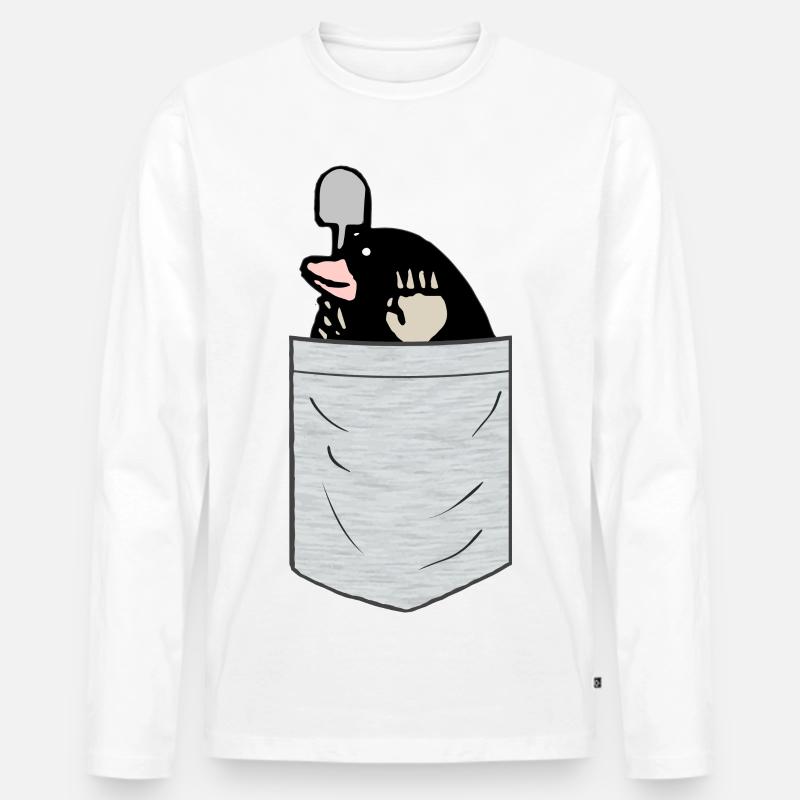 Maulwurf Brusttasche - Männer Premium Bio Langarmshirt - Weiß