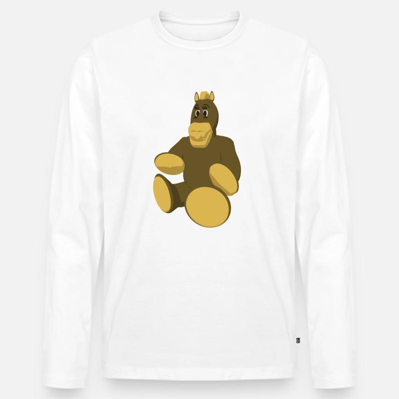 Pferd mit runden Füßen - Männer Premium Bio Langarmshirt - Weiß