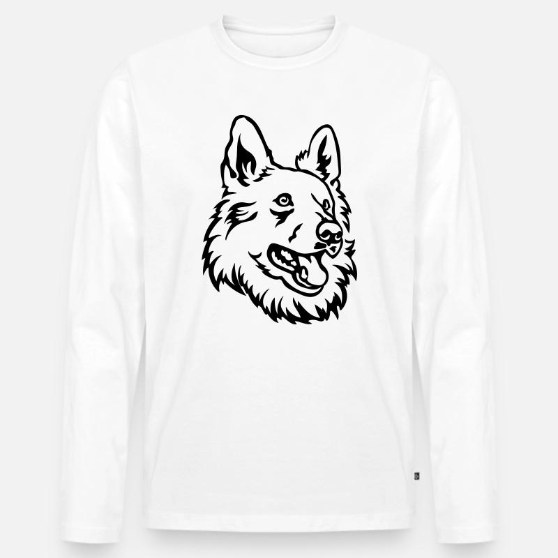 Schweizer Schäferhund Kopf - Männer Premium Bio Langarmshirt - Weiß