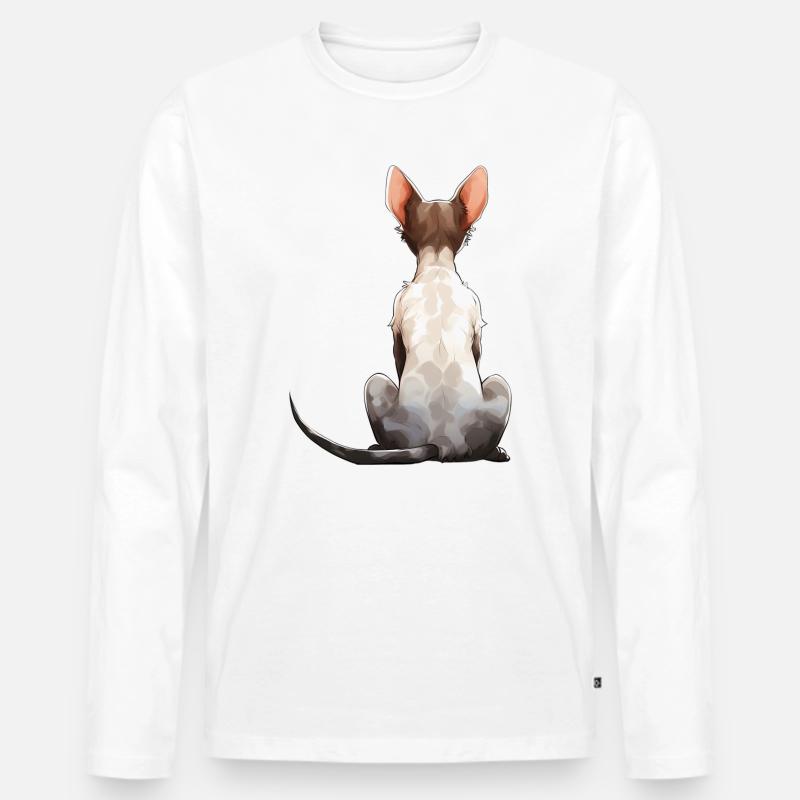 Cornish Rex Katze - Männer Premium Bio Langarmshirt - Weiß