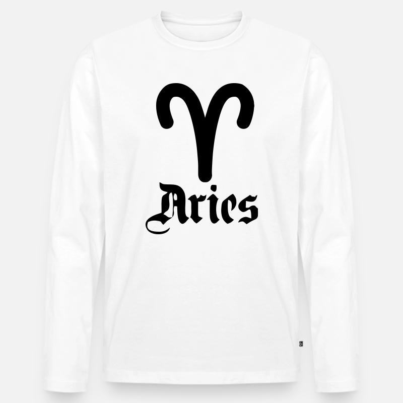 Sternzeichen Logo Widder - Männer Premium Bio Langarmshirt - Weiß