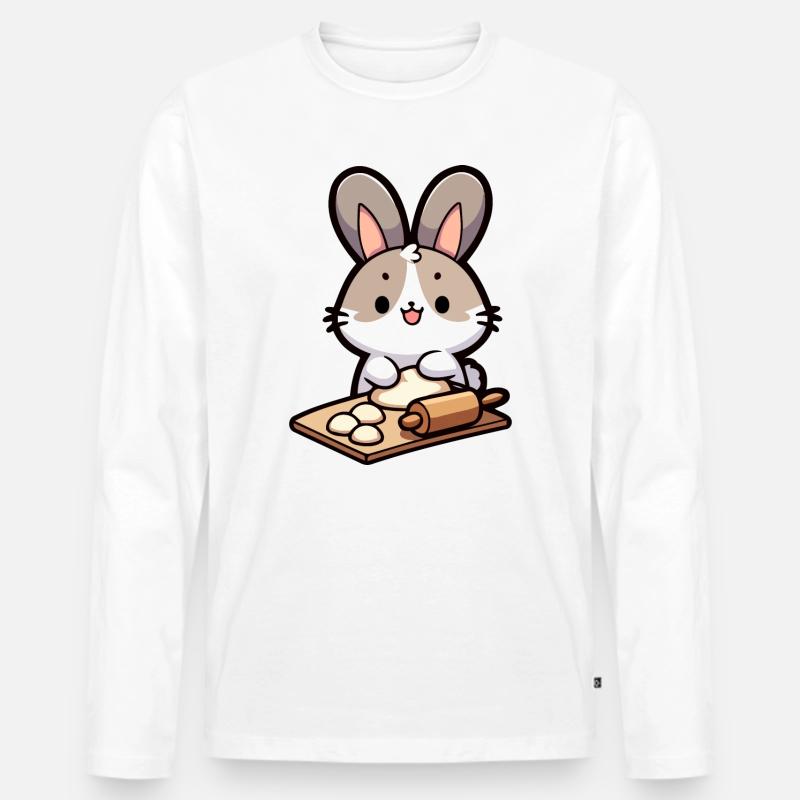 Bunny Baker: Der Teig-Delighter - Männer Premium Bio Langarmshirt - Weiß