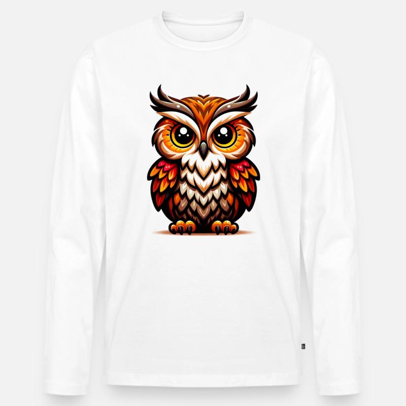 Eule - Männer Premium Bio Langarmshirt - Weiß