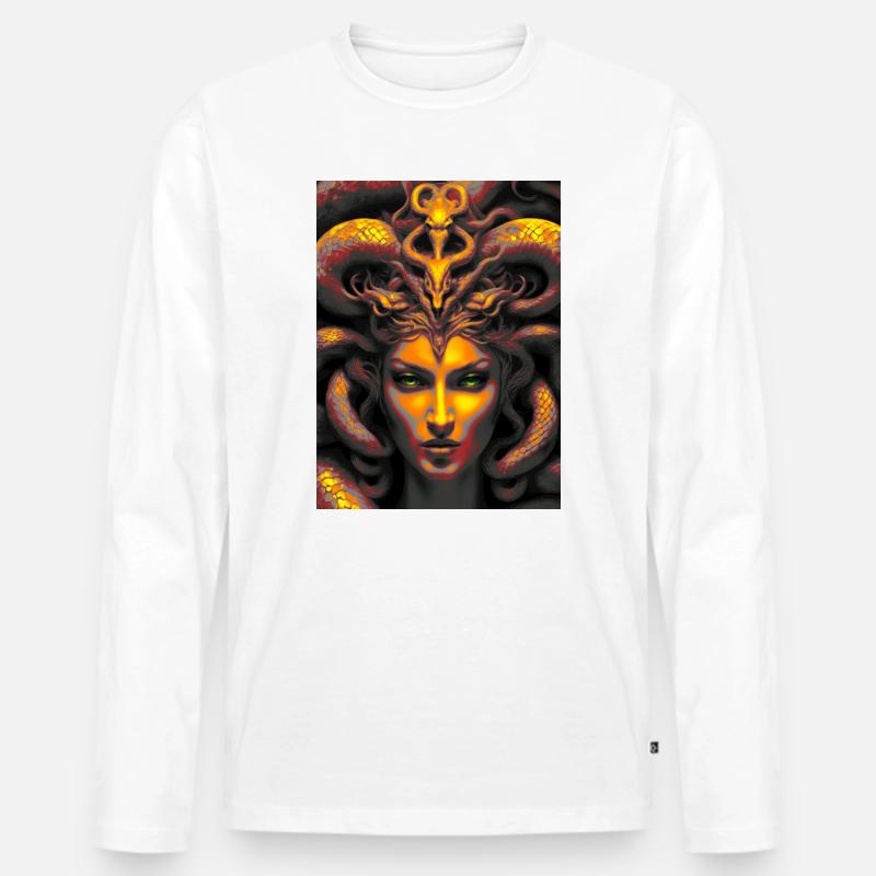 Medusa Gorgonen - Männer Premium Bio Langarmshirt - Weiß