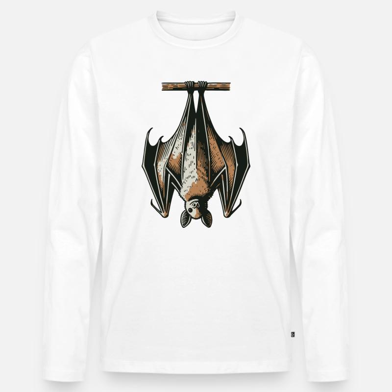 Fledermaus - Männer Premium Bio Langarmshirt - Weiß