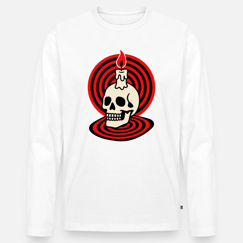 Hypno Skull - Männer Premium Bio Langarmshirt - Weiß