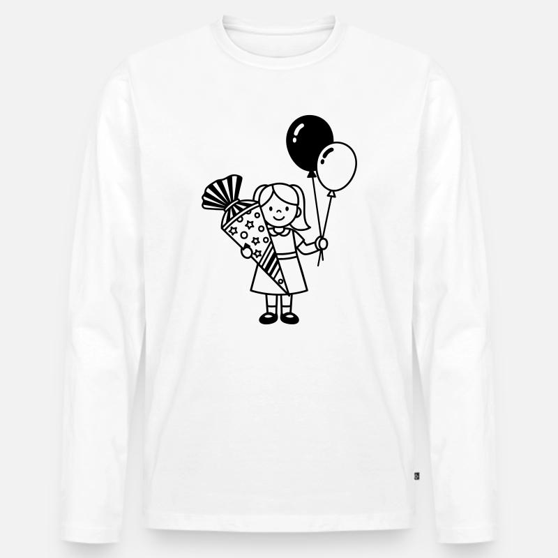 Einschulung Mädchen mit Schultüte - Männer Premium Bio Langarmshirt - Weiß