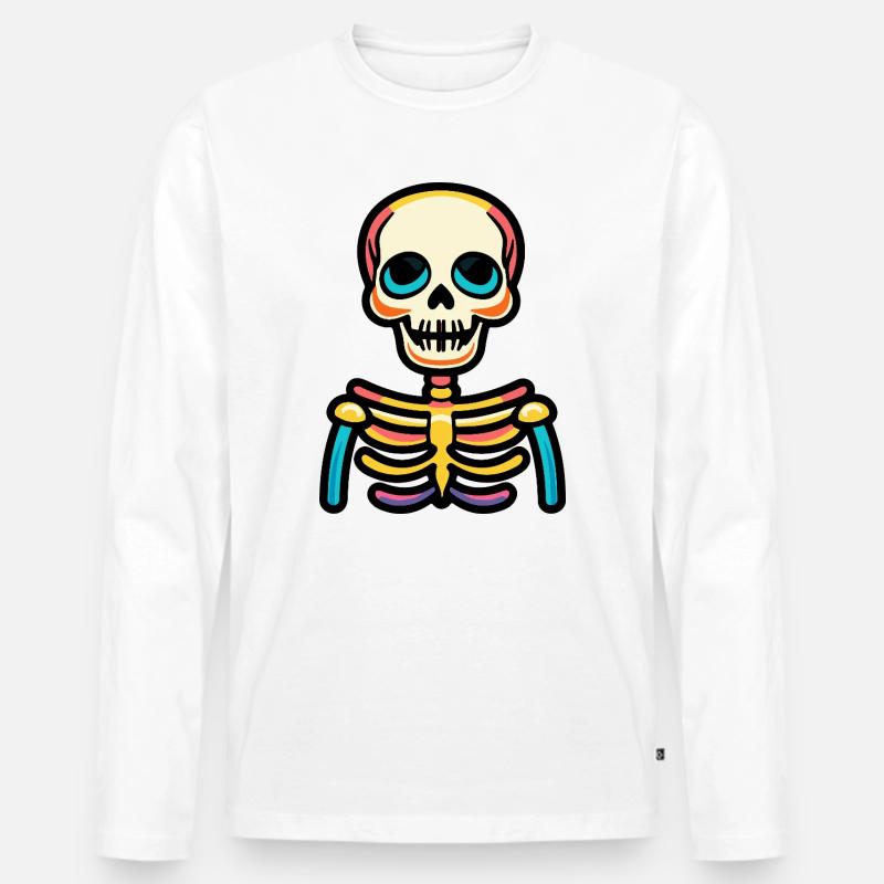 Skelett Halloween Comic - Männer Premium Bio Langarmshirt - Weiß