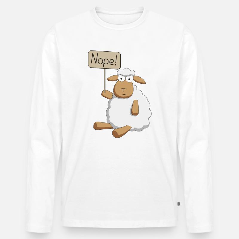 Nope! - protestierendes Schaf - Männer Premium Bio Langarmshirt - Weiß