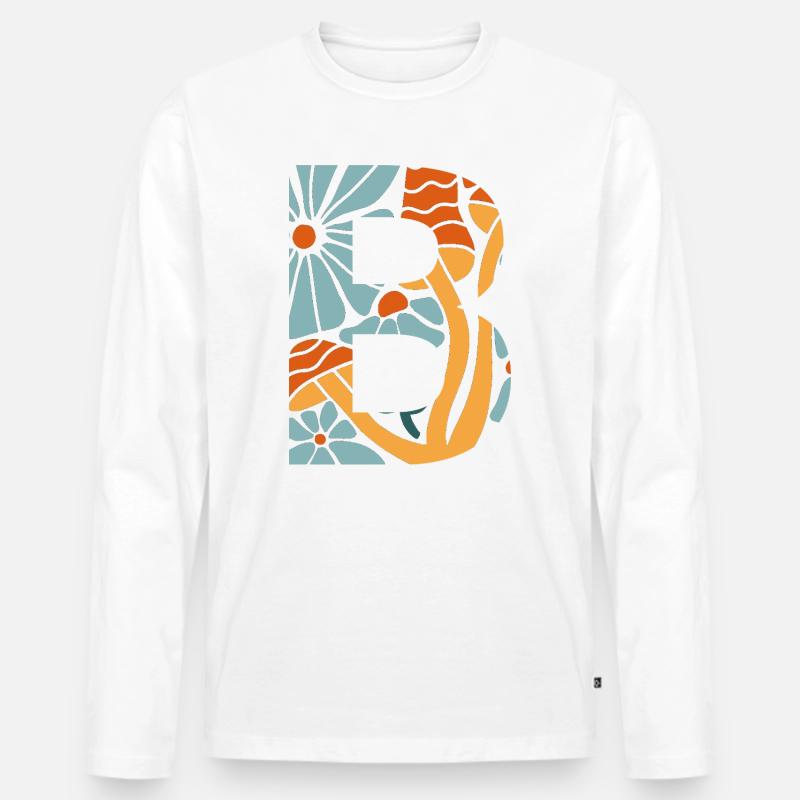 Buchstabe b groovige Blumen Geschenkidee - Männer Premium Bio Langarmshirt - Weiß
