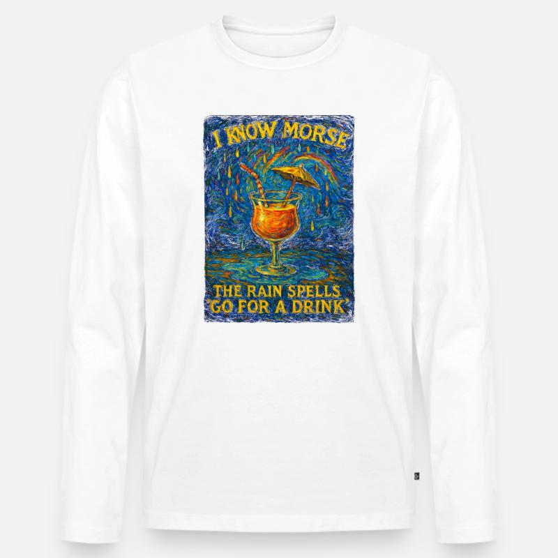 Rainy Morse Cocktail-Kunst - Männer Premium Bio Langarmshirt - Weiß
