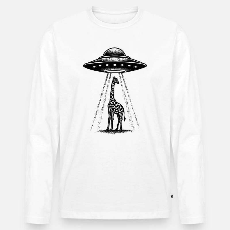 Alien Giraffe - Männer Premium Bio Langarmshirt - Weiß