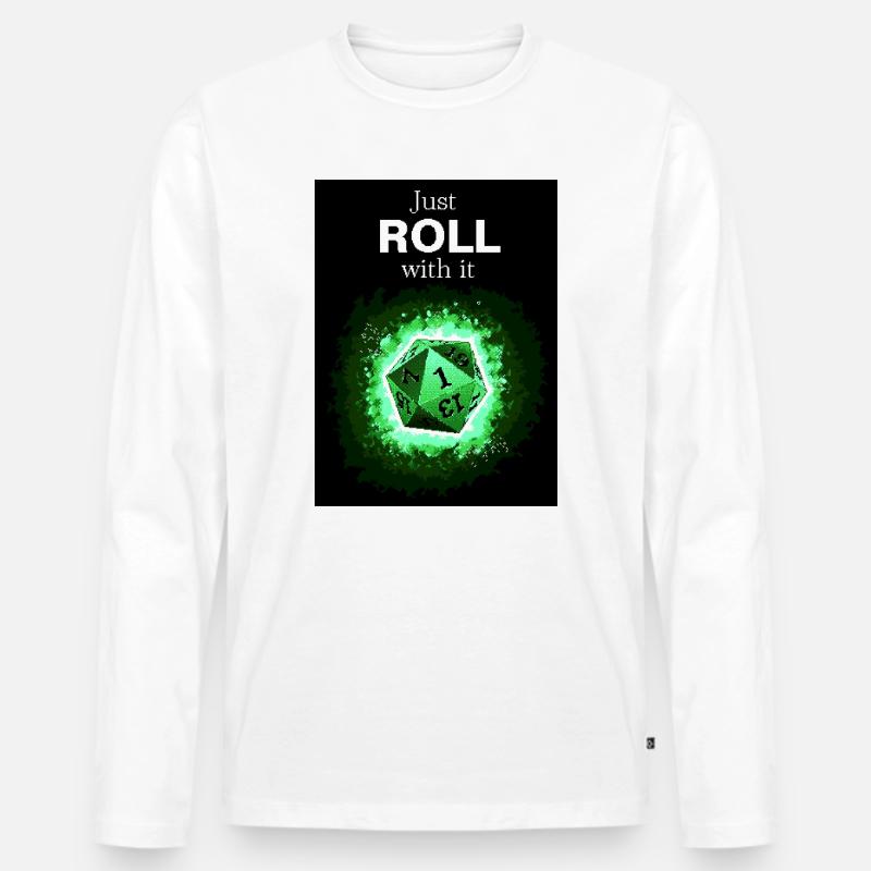 Faites simplement avec les dés verts rétro D20 - T-shirt manches longues Premium bio Homme - blanc