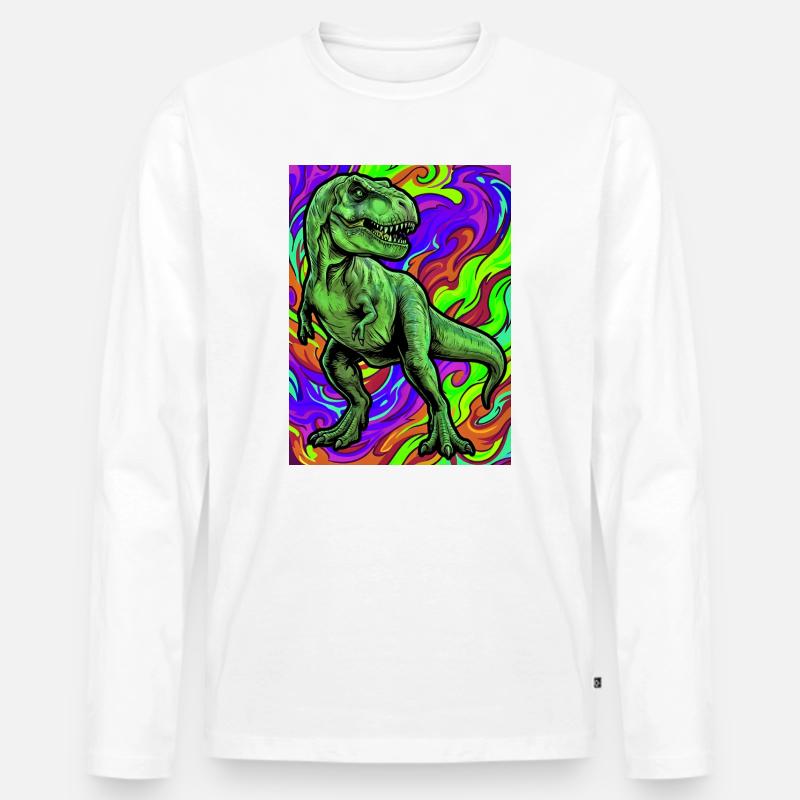 Dinosaurier - Männer Premium Bio Langarmshirt - Weiß