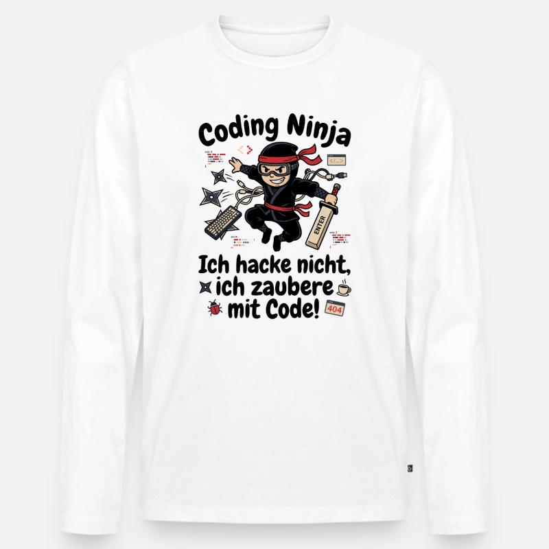 Coder Ninja Programmierer Humor Männer Premium Bio Langarmshirt