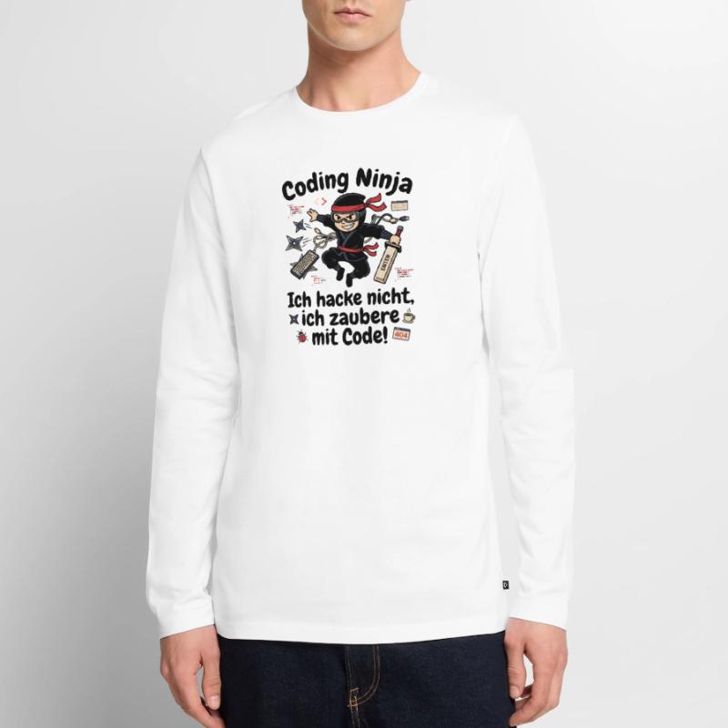 Coder Ninja Programmierer Humor Männer Premium Bio Langarmshirt