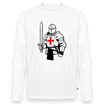 knight - Men's Premium Organic Long Sleeve Shirt - white - Front - Nico (187cm)