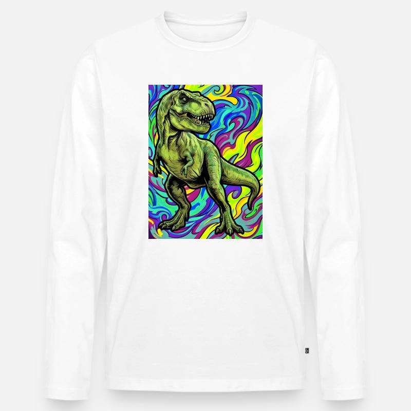 Dinosaurier - Männer Premium Bio Langarmshirt - Weiß