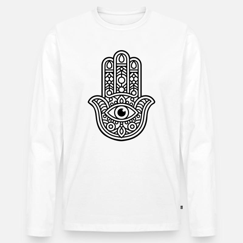 Hamsa-Zeichen - Männer Premium Bio Langarmshirt - Weiß