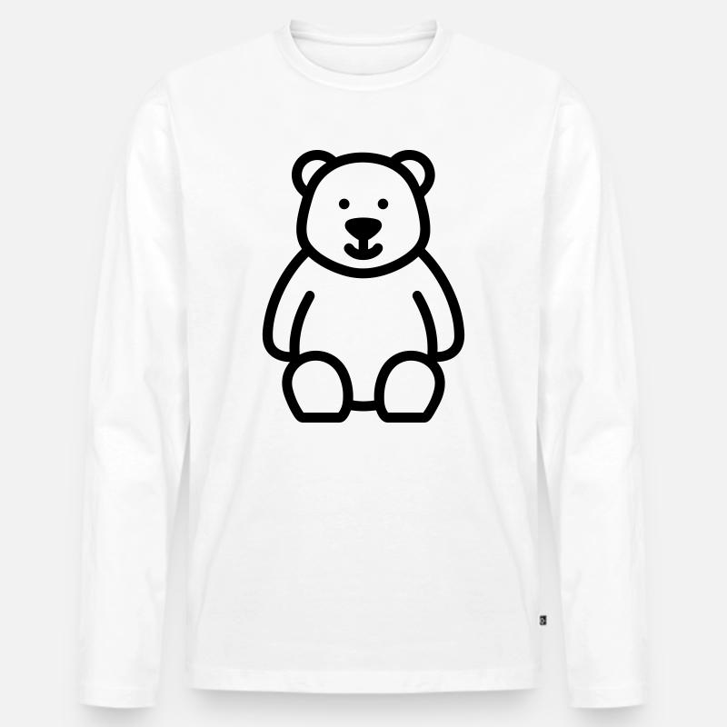 Bär - Männer Premium Bio Langarmshirt - Weiß