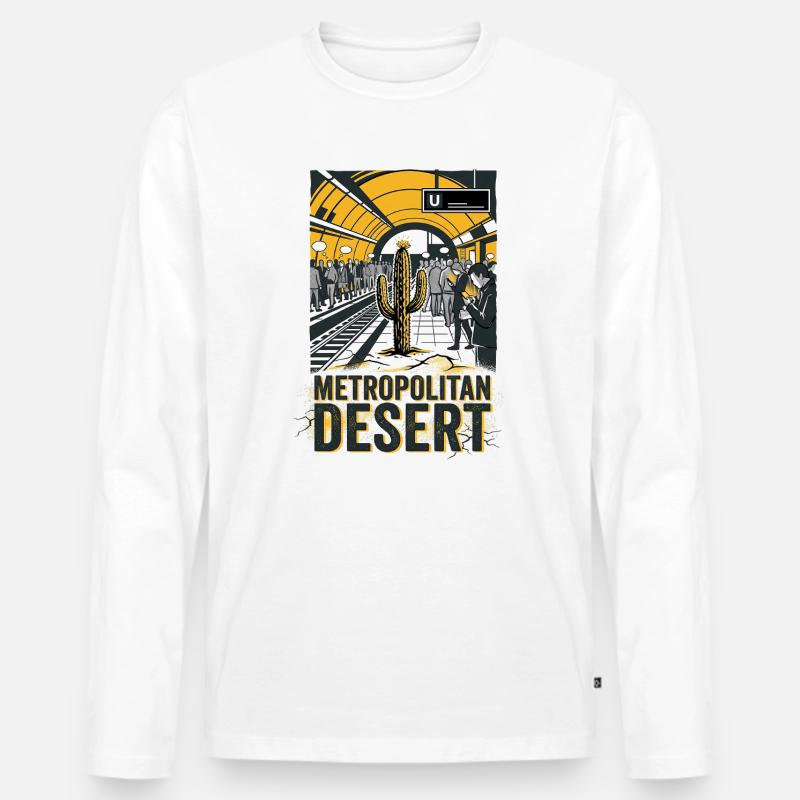 Metropolitan Desert - Männer Premium Bio Langarmshirt - Weiß