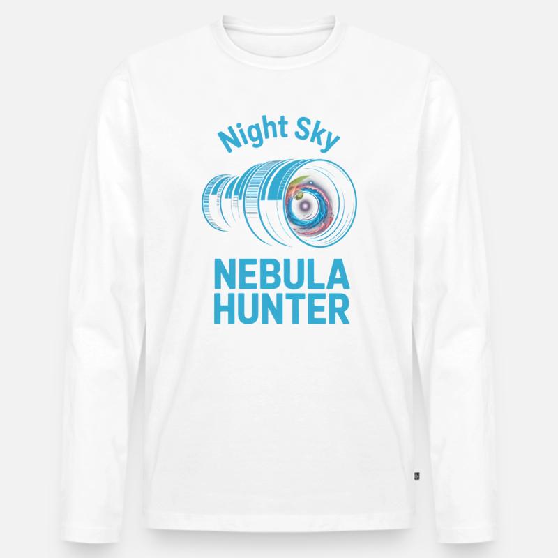 Nachthimmel-Nebeljäger - Männer Premium Bio Langarmshirt - Weiß