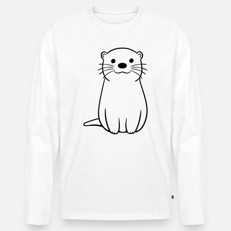 Otter - Männer Premium Bio Langarmshirt - Weiß