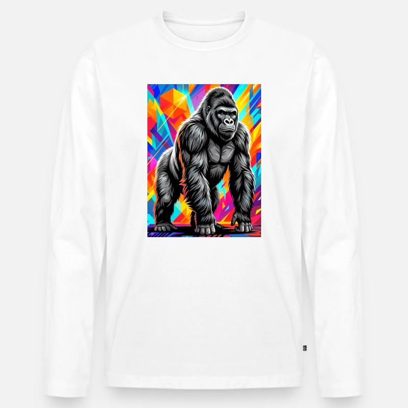 Gorilla - Männer Premium Bio Langarmshirt - Weiß