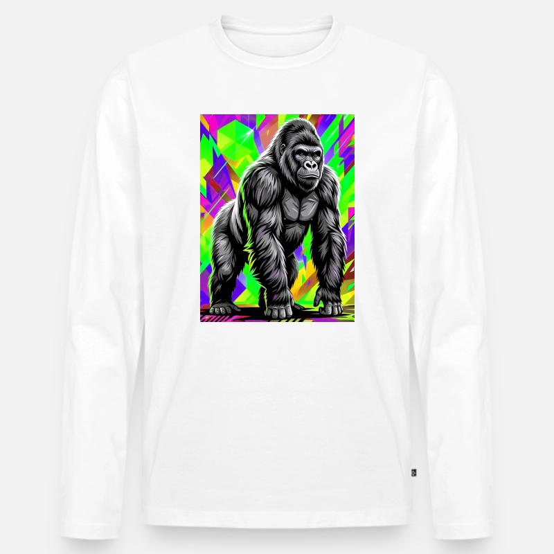 Gorilla - Männer Premium Bio Langarmshirt - Weiß